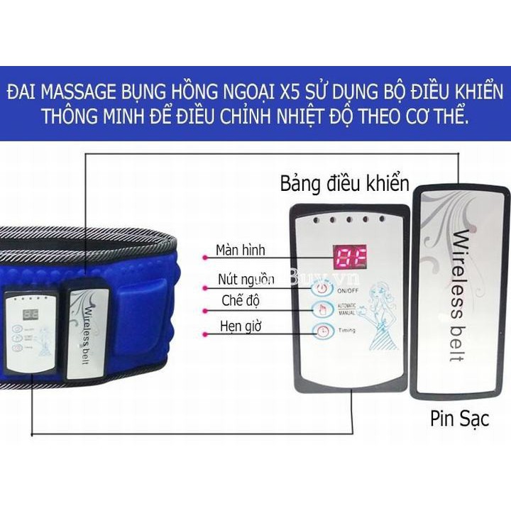 Đai Massage Bụng X5 Pin Sạc Hồng Ngoại Wireless Belt