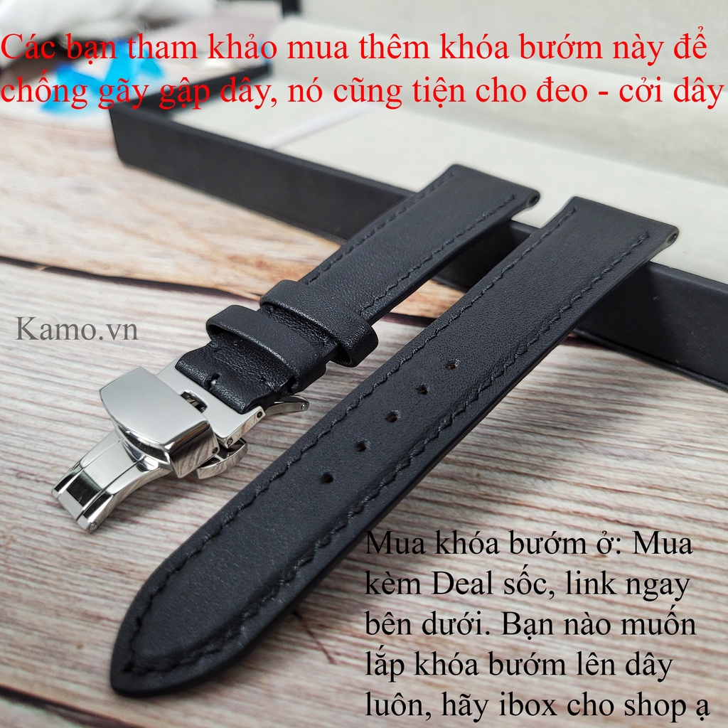Dây đồng hồ da bò thật handmade - Khâu tay thủ công, dây da đồng hồ nam nữ size 22mm 20mm 18mm, quai đeo đồng hồ da bò