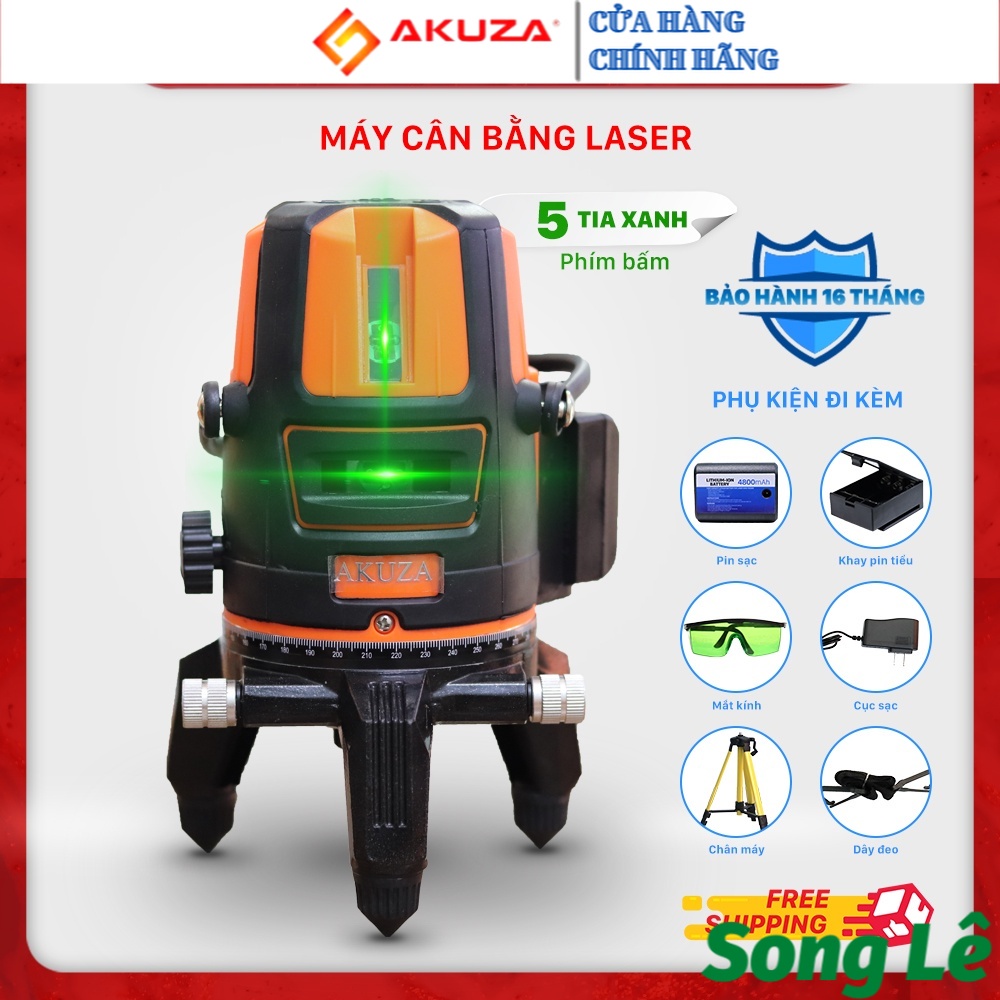 [HCM] Máy cân bằng Laser 5 tia xanh AKUZA - Chính Hãng(Màu CAM, Phím bấm) FULL PHỤ KIỆN