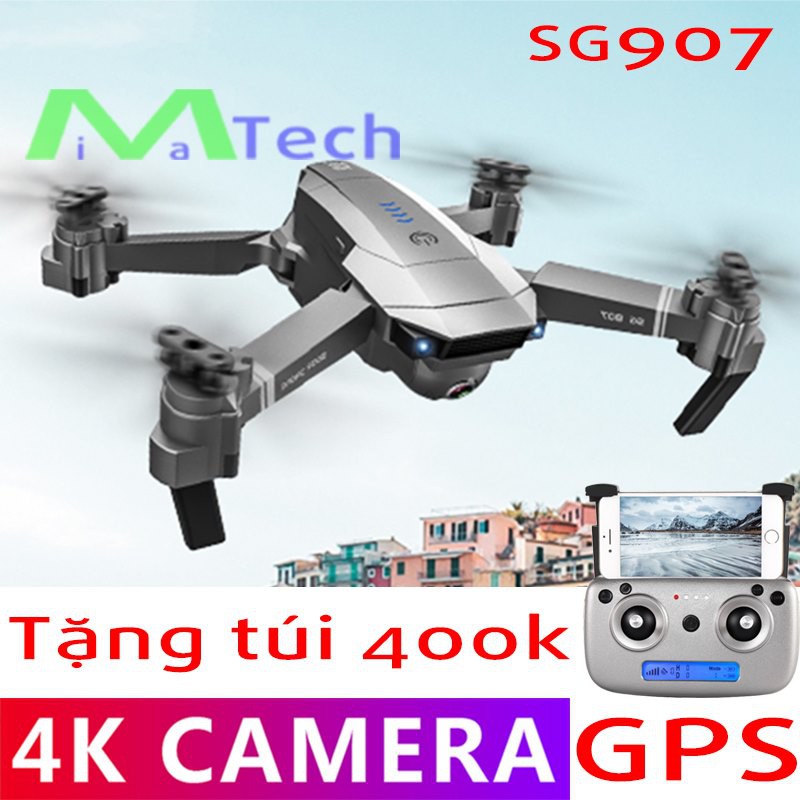 Flycam 4K SG907 GPS Camera Kép Tự Động Quay Về, Nhận Diện Khuôn Mặt, Chụp Ảnh Tự Động Tặng Túi Đựng Chuyên Dụng