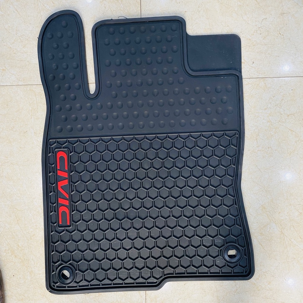 Lót Sàn Cao Su Xe Honda Civic 2018 đến 2021- Màu đen chữ đỏ, Cao Su Đúc Ko Mùi