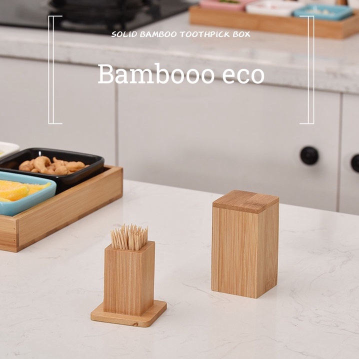 Lọ đựng tăm nhiều hình dáng vuông tròn BAMBOOO ECO trang trí decor