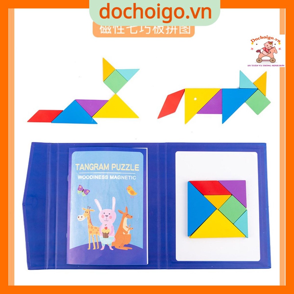 Đồ chơi xếp hình tangram có nam châm cho bé, dồ chơi phát triển trí tuệ dochoigo.vn