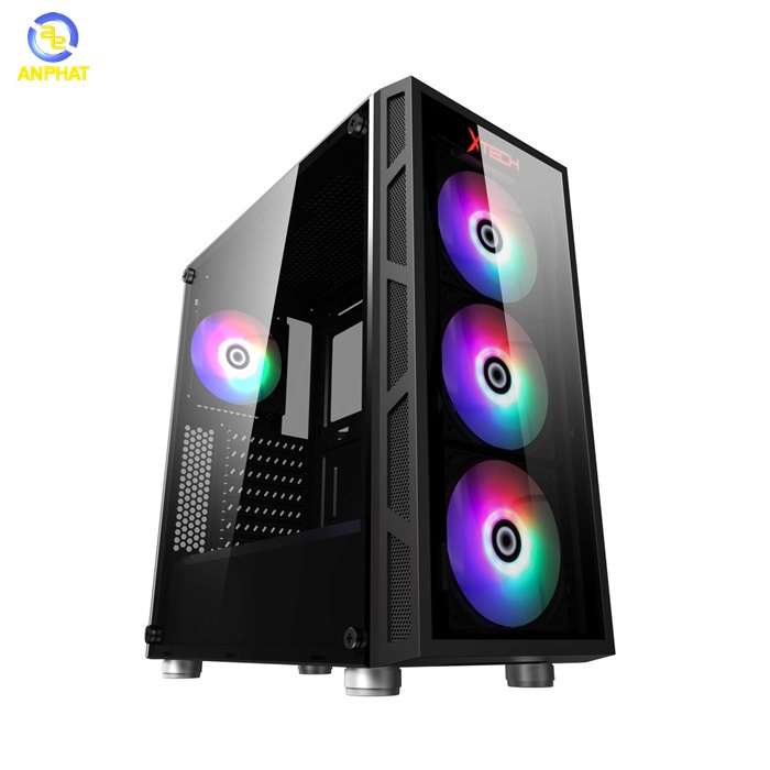Vỏ case Gaming XTECH F6 mặt kính cường lực trước và bên trái cực kỳ độc đáo và đẹp