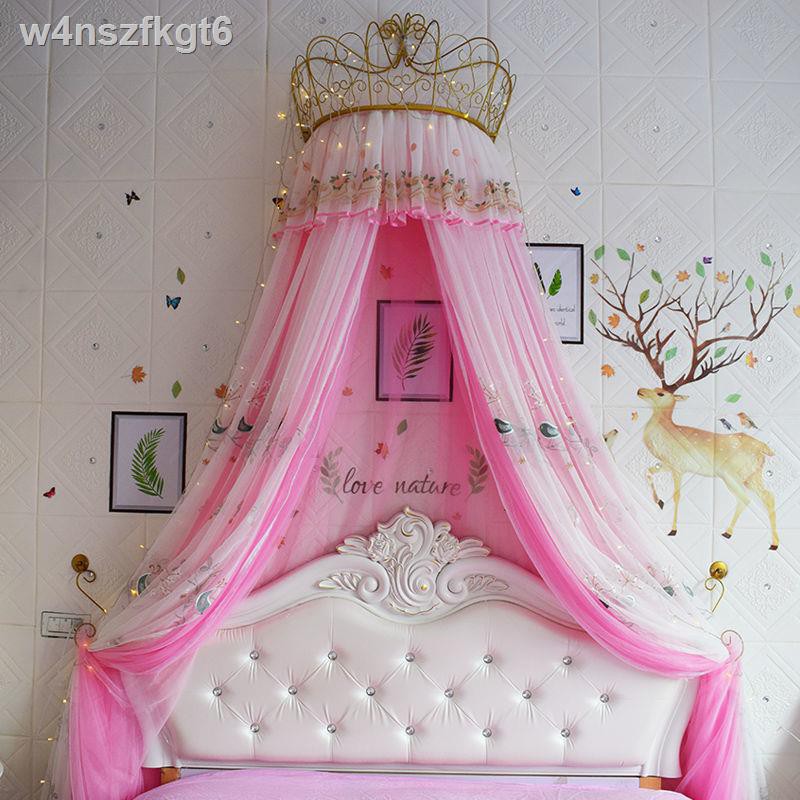 ✜▧rèm màn chống muỗi công chúa Bắc Âu gió giường trang trí đầu vải cô gái màu hồng vương miện Giá đỡ
