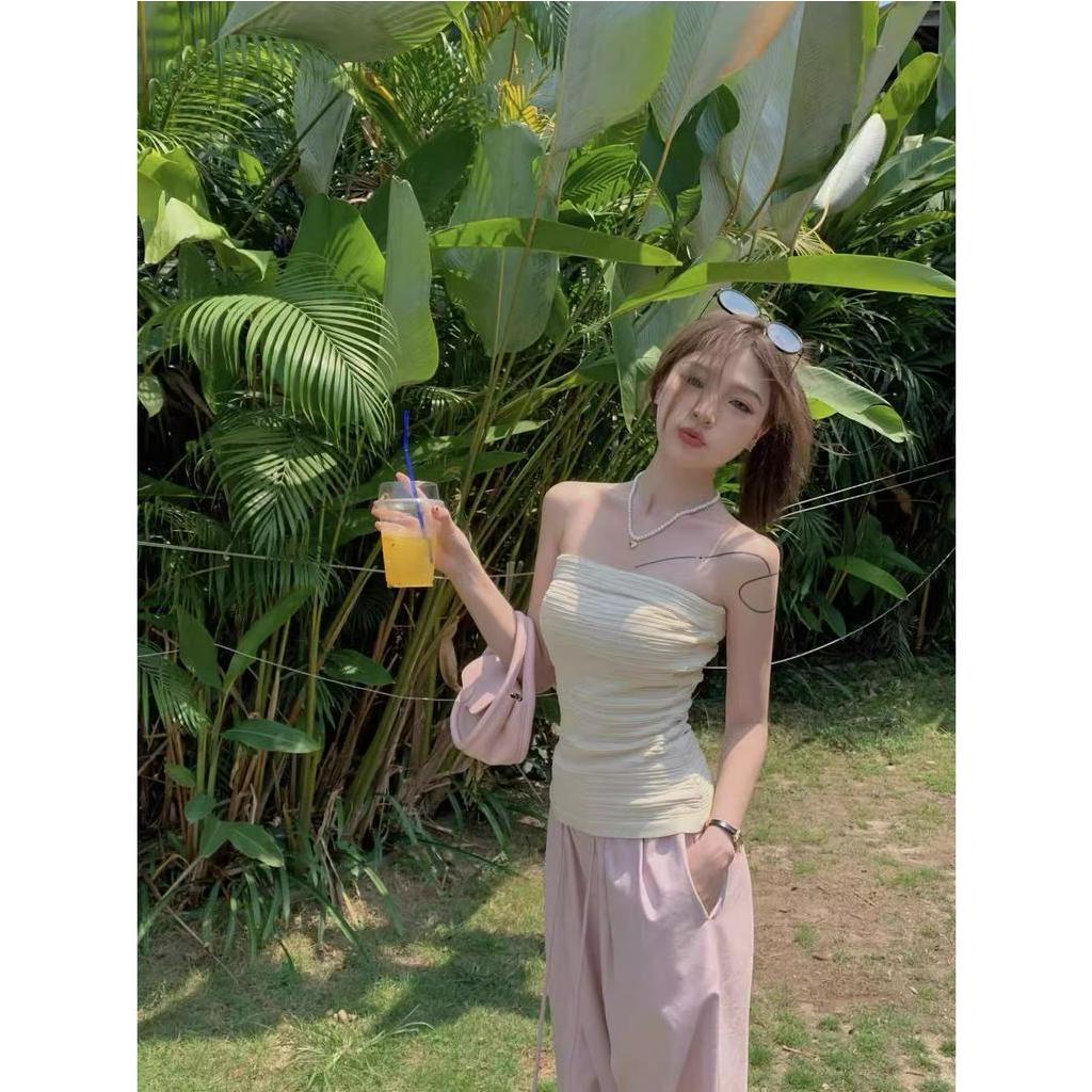 HUANG YOYO Áo Croptop Màu Trơn Thiết Kế Mới Quyến Rũ Thời Trang Mùa Hè Dành Cho Nữ