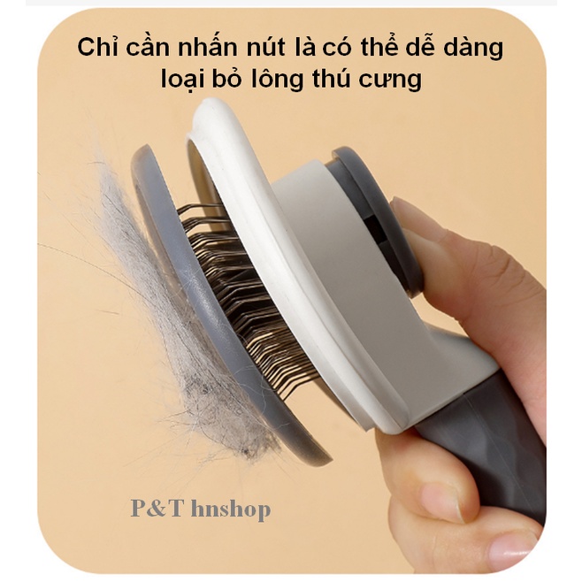 Lược Chải Lông Chó Mèo, Làm Sạch Lông Thú Cưng Có Nút Ấn Làm Sạch