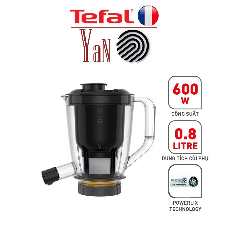 Máy xay sinh tố kết hợp ép trái cây để bàn 2 trong 1 cối nhựa Tefal BL42Q166 600W - Hàng chính hãng