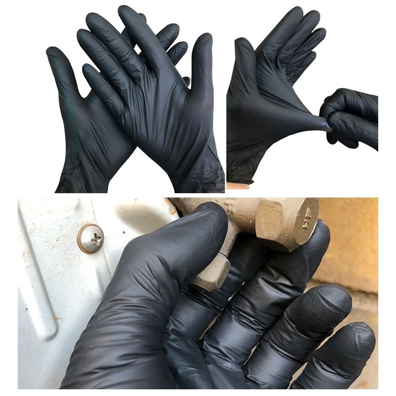 Găng tay cao su bảo hộ  y tế Set 5 cặp latex nitrile màu xanh dương/đen dùng 1 lần lao động rửa chén rửa bát