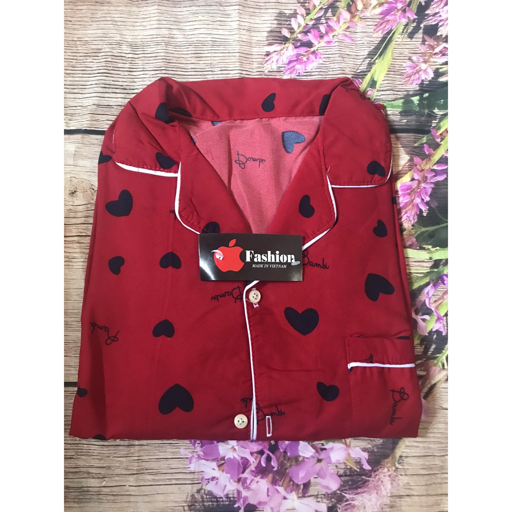 Set Bộ Pijama Tay Dài Quần Dài Vải Kate Thái .