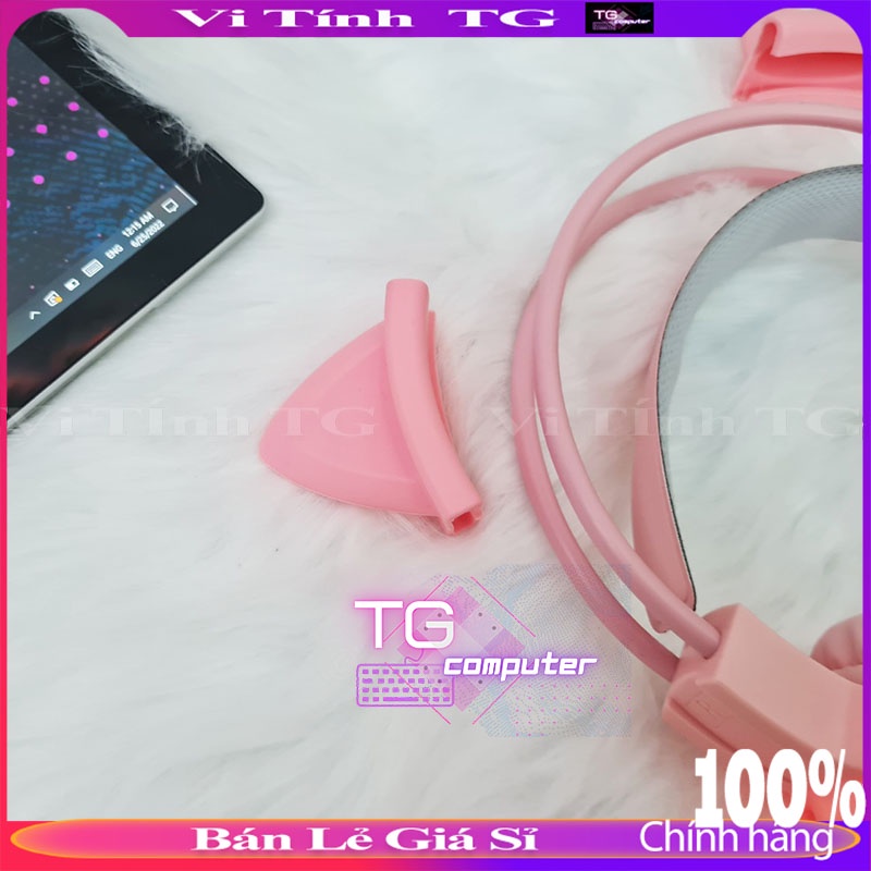 TAI NGHE TAI MÈO chụp tai có dây có mic màu hồng gaming dễ thương Vi tính TG TNTMMHNEW