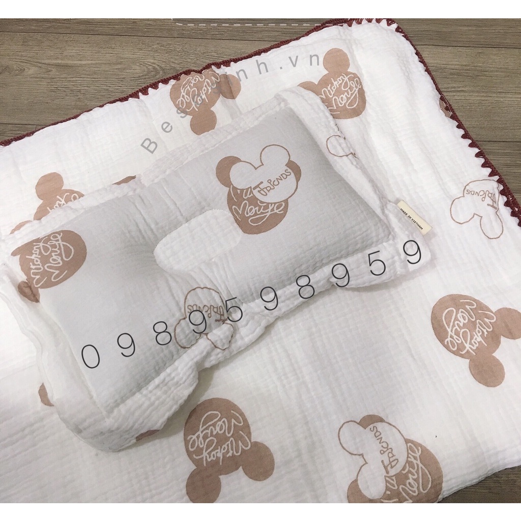 SET CHĂN MỎNG KÈM GỐI MOCHEE VẢI XÔ MUSLIN