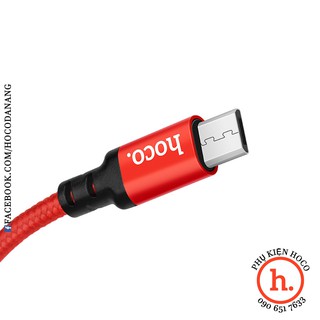 DÂY CÁP SẠC NHANH DÂY DÙ MICRO 2A CHO ANDROID SAMSUNG XIAOMI HOCO X14 - DÀI 1M - MÀU ĐỎ/ ĐEN [PHỤ KIỆN HOCO]