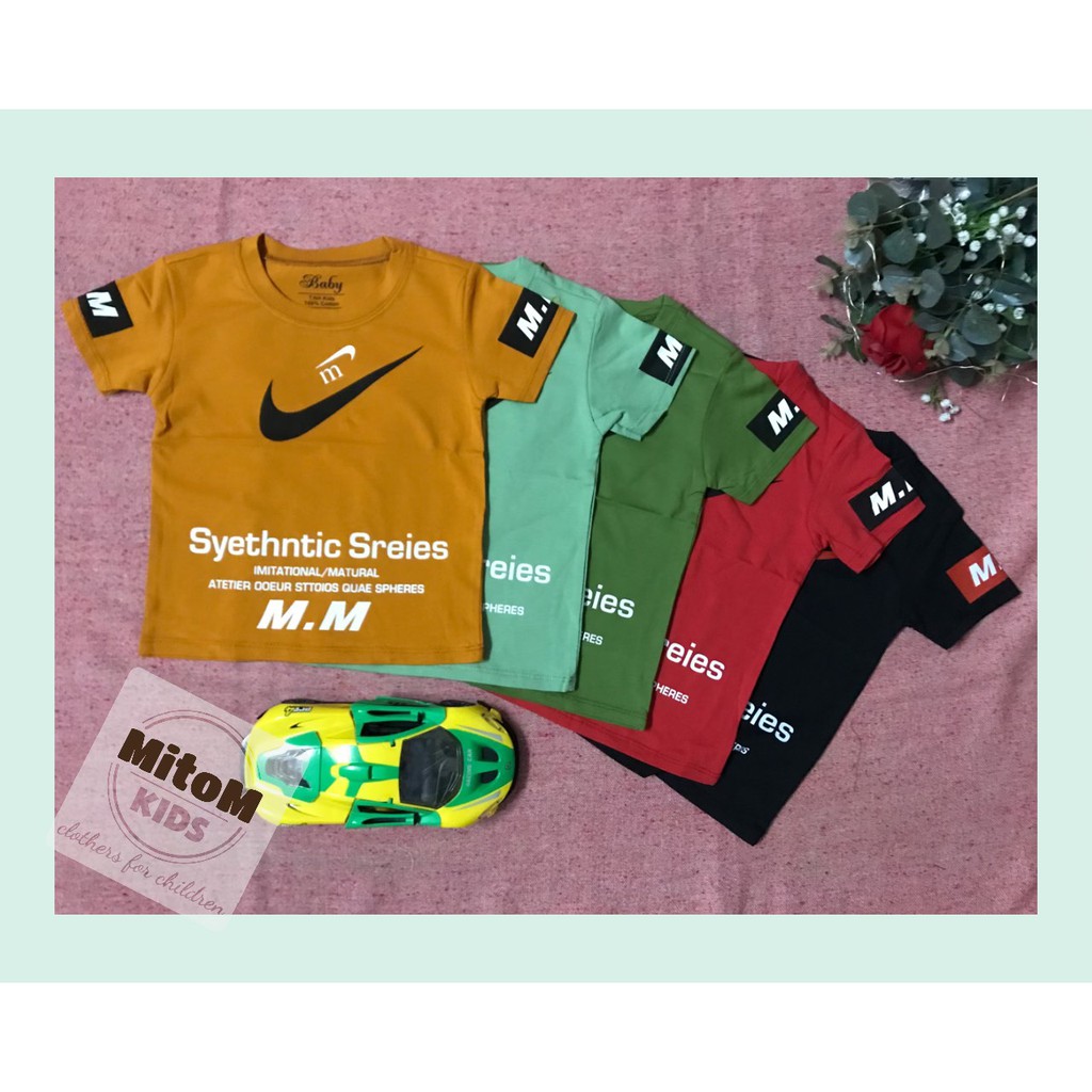 Áo cotton bé trai ♥️ FREESHIP ♥️ Chất thun cotton mềm mịn, họa tiết chữ M phong cách