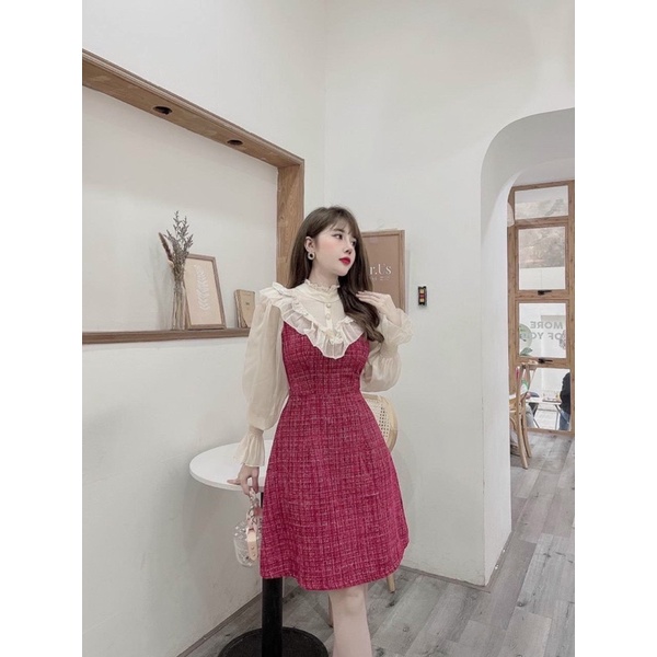 ĐẦM BỐ ĐỎ CỔ BÈO TẦNG VOAN KEM