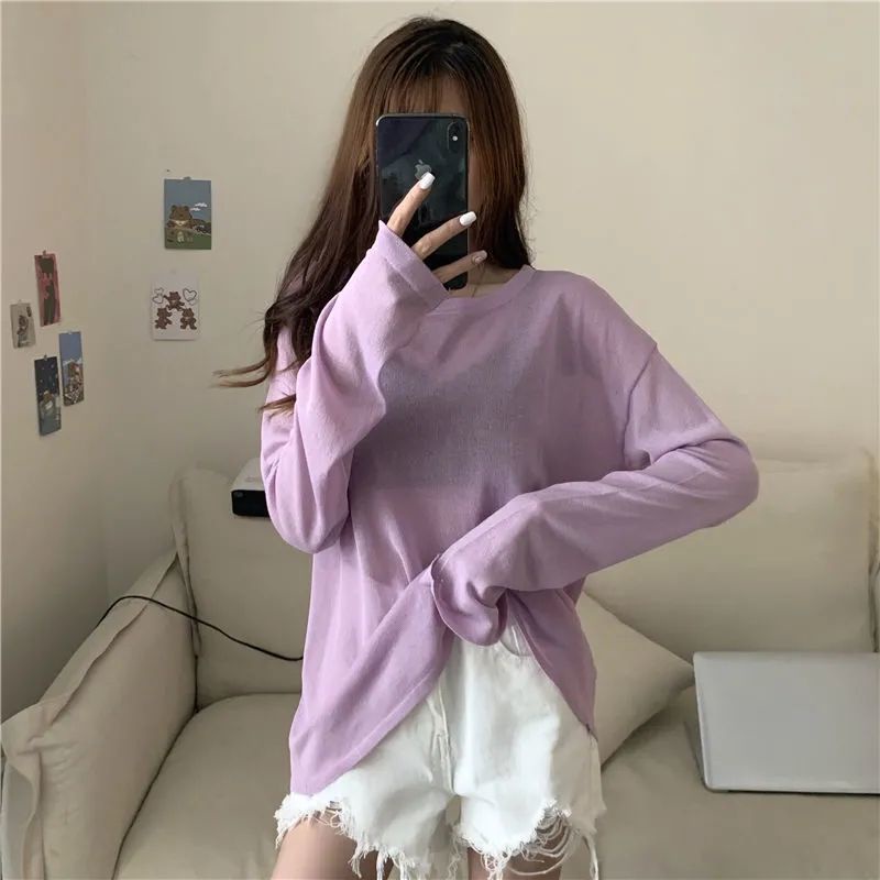 Áo Thun Dài Tay Dáng Rộng Vải Mỏng Chống Nắng Thời Trang Mùa Hè Dành Cho Nữ 2022 | BigBuy360 - bigbuy360.vn