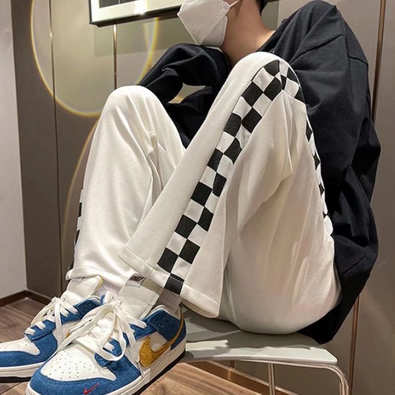 Quần dài, quần jogger nam nữ dài ống rộng phong cách Ulzzang bo gấu chất nỉ dày dặn trẻ trung cá tính sọc Caro