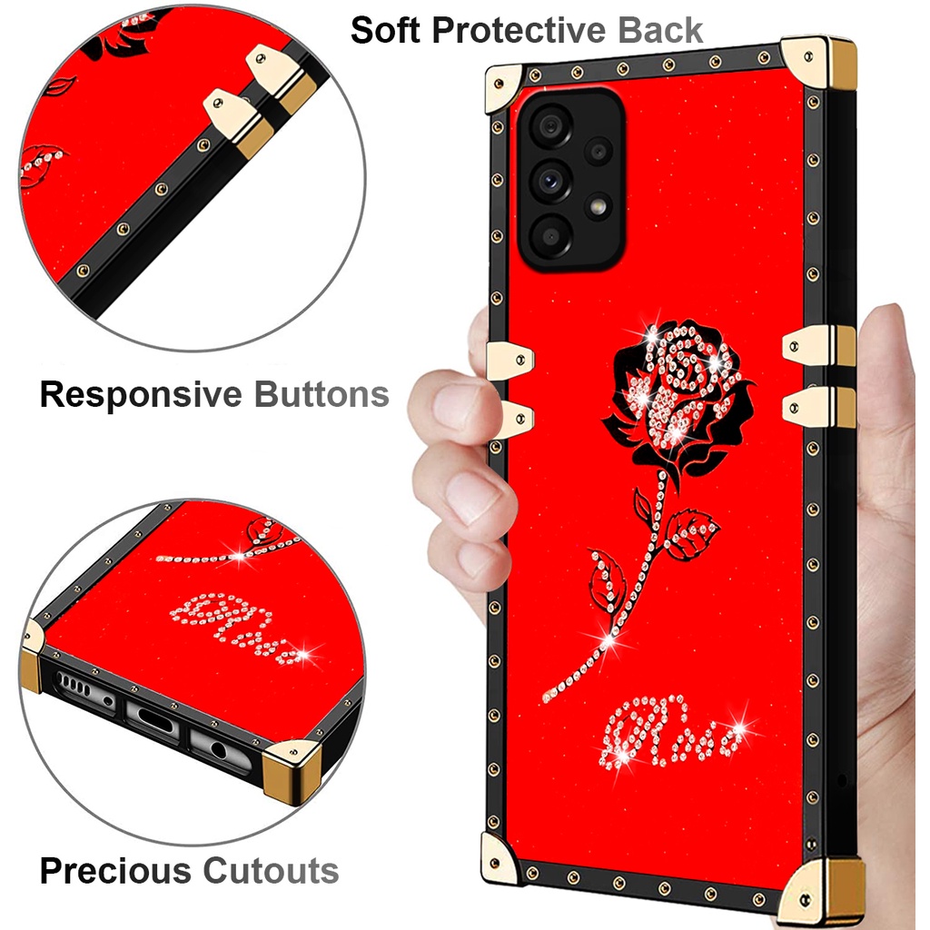 Ốp Điện Thoại Hình Vuông Vân Kim Cương Chống Sốc Cho Samsung A23 A33 A53 5G