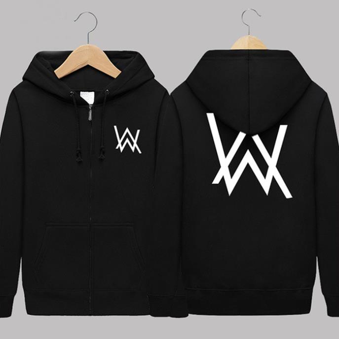 Combo 1 bộ quần và áo khoác mũ hiphop nỉ thu đông thời trang nam nữ alan walker (đen) *