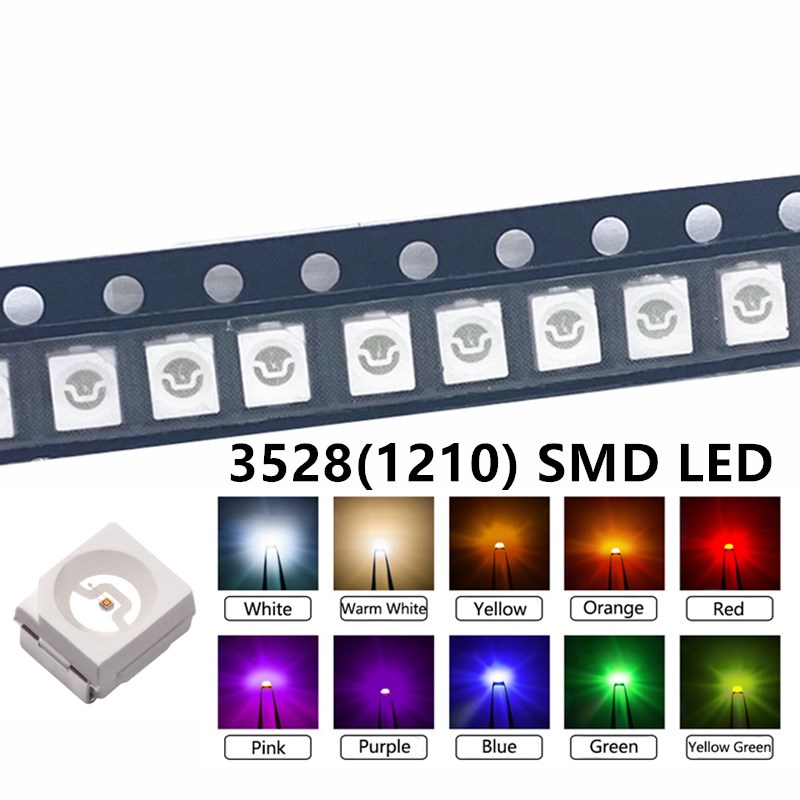 Set 50 Đèn LED 3528 1210 SMD Ánh Sáng Trắng/Xanh Dương/Tím/Hồng/Cam 3.5*2.8*1.9mm