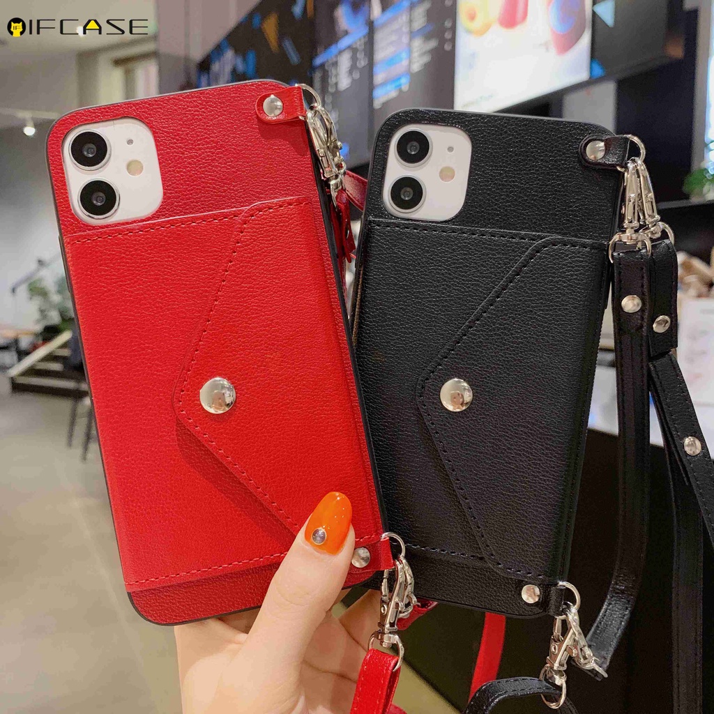 Ốp lưng da thiết kế kiểu ví có khe cắm thẻ cho IPHONE 11 PRO MAX XS MAX XR X 7 8 6 6S PLUS
