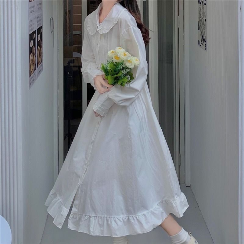 Đầm dài cổ búp bê thiết kế mới xinh xắn thời trang theo phong cách pháp dành cho nữ