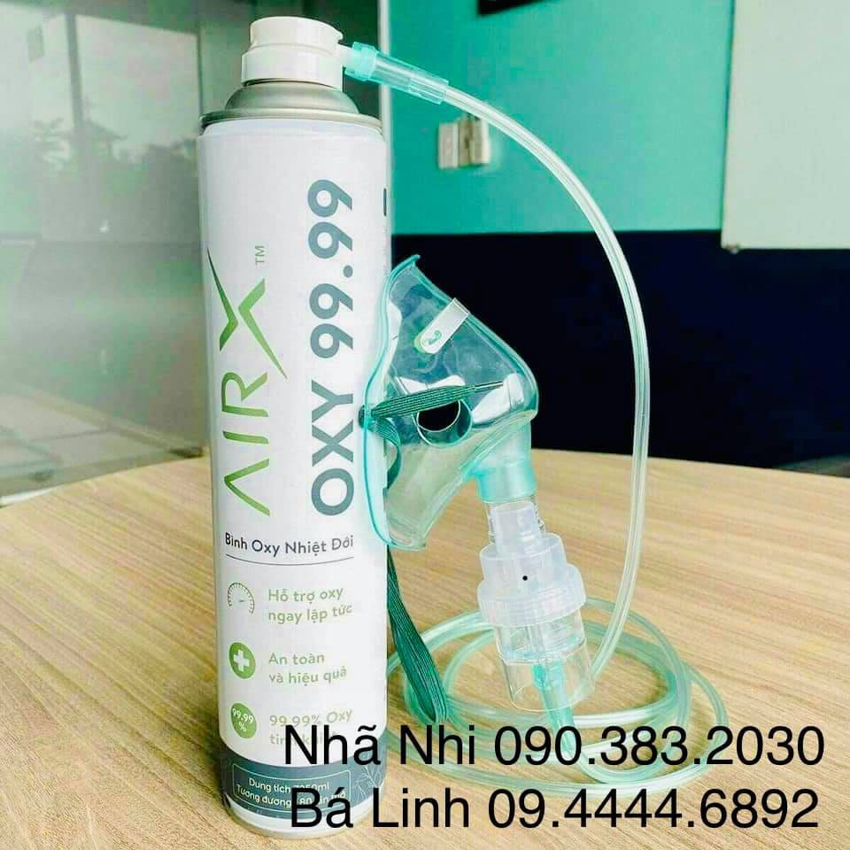 COMBO BÌNH OXY MINI CẦM TAY AIRX HƯƠNG BẠC HÀ KÈM MASK THỞ