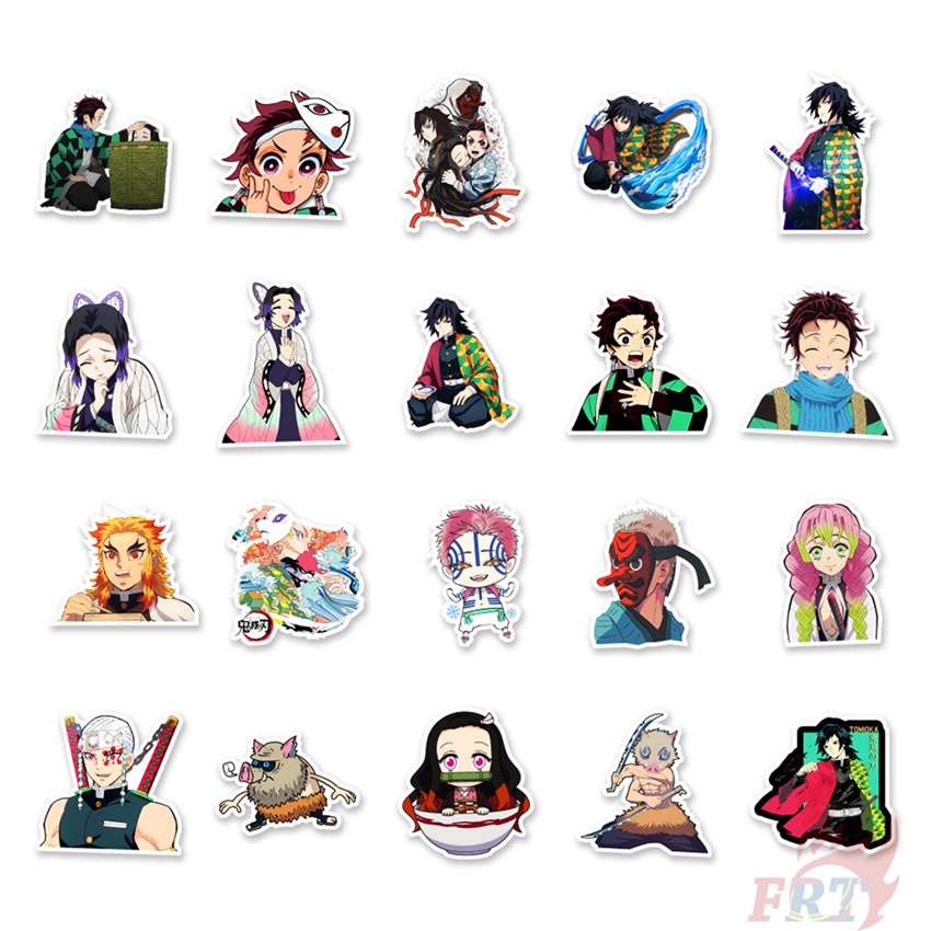 Bộ 100 Cái / Bộ ❉ Hình Dán Trang Trí In Hình Nhân Vật Anime Kimetsu no Yaiba Xinh Xắn ❉ Miếng Dán Chống Thấm Nước Thời Trang