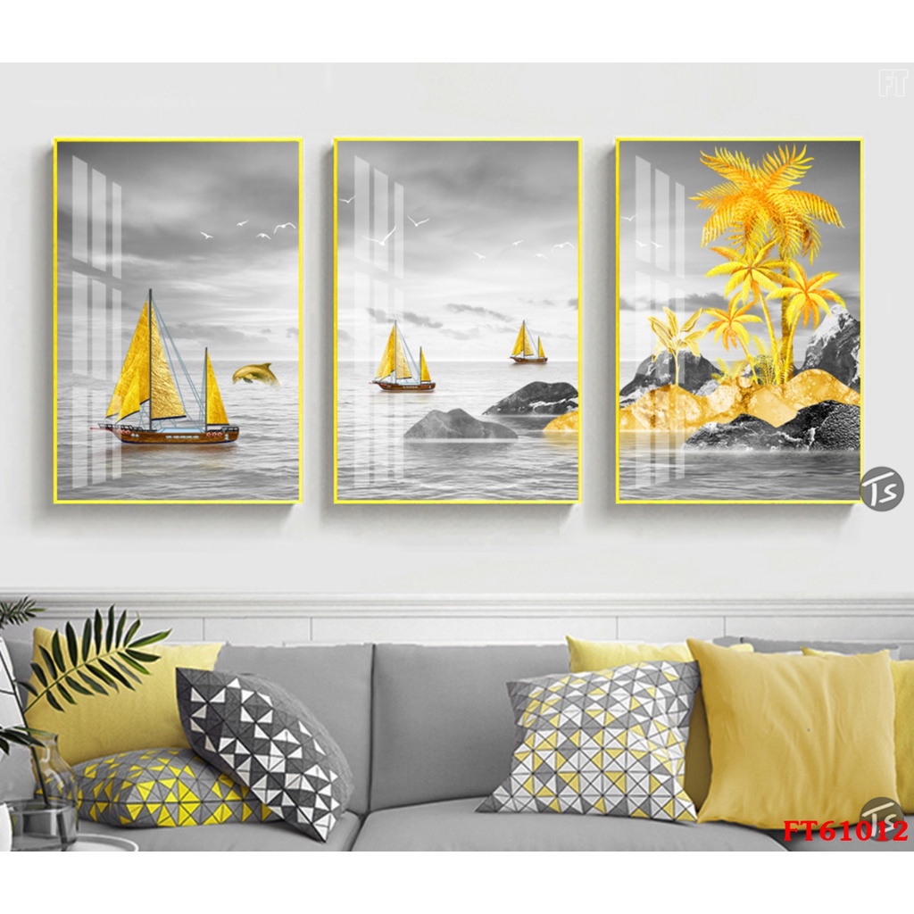 Tranh tráng gương treo tường  GIÁ HỦY DIỆT bộ 3 treo phòng khách