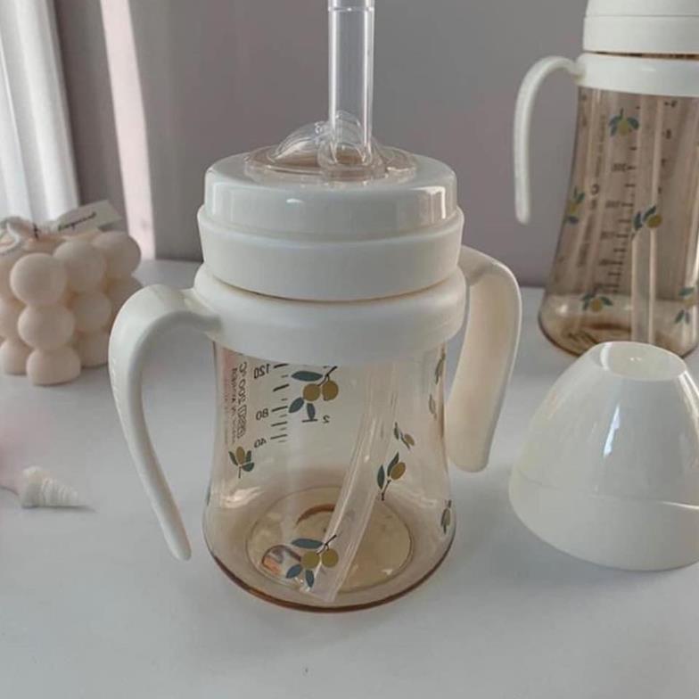 Bình sữa Grosmimi Olive hoạ tiết Oliu nội địa Hàn cho bé size 200ml - 300ml
