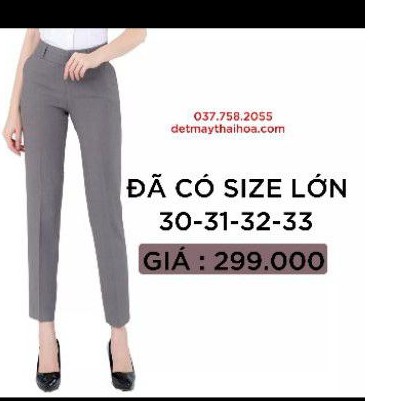 Quần tây Thái Hòa ống đứng màu xám sáng vải mềm co giãn