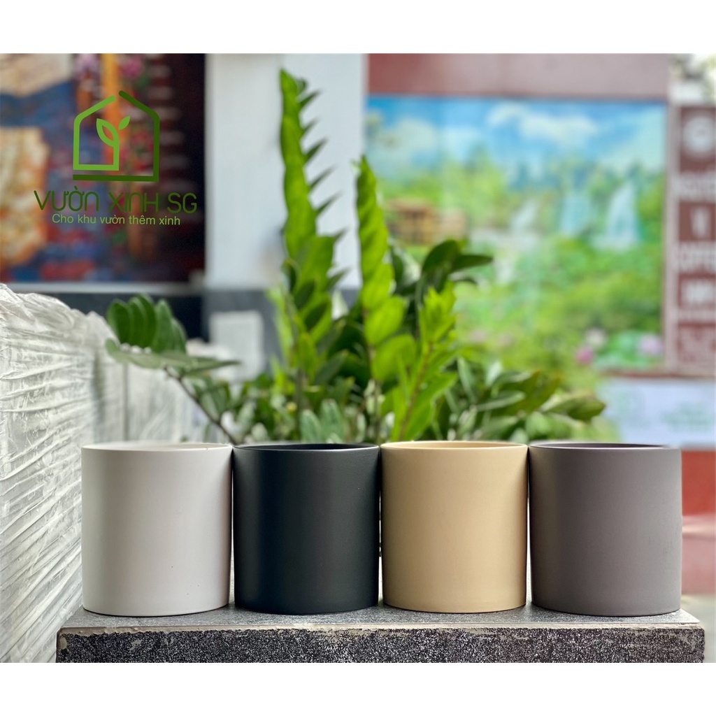 Chậu gốm sứ men mờ - Trụ tròn