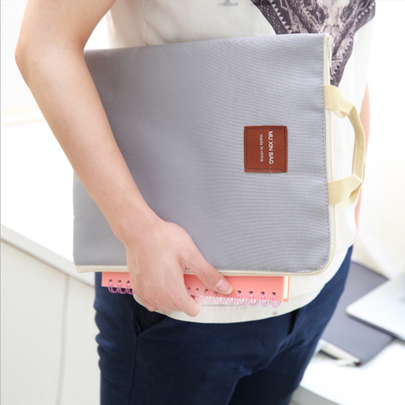 SG - Túi vải canvas đựng tài liệu hồ sơ A4, ipad, macbook, máy tính bảng có quai xách khóa kéo tiện lợi