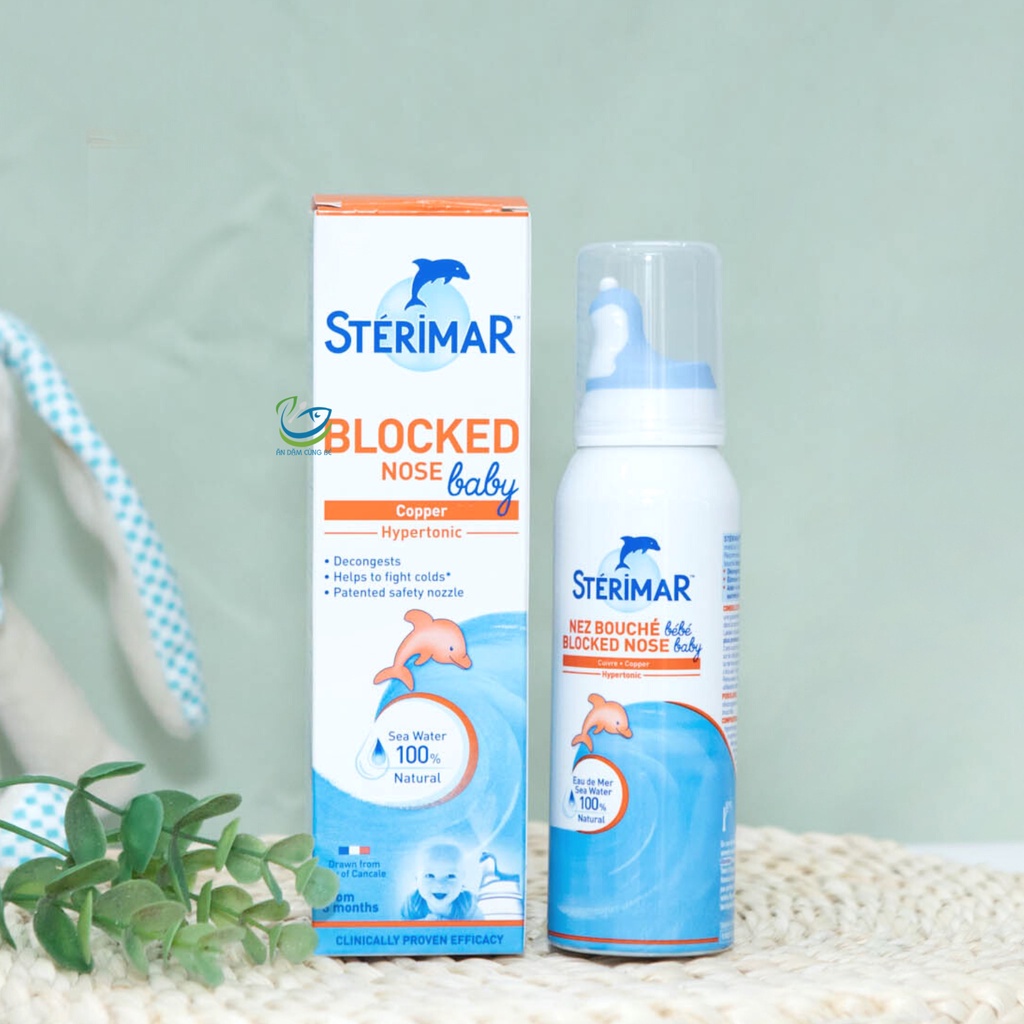 Xịt muối biển cá heo viêm sổ mũi cho bé Sterimar Pháp cam xanh chính hãng 3331