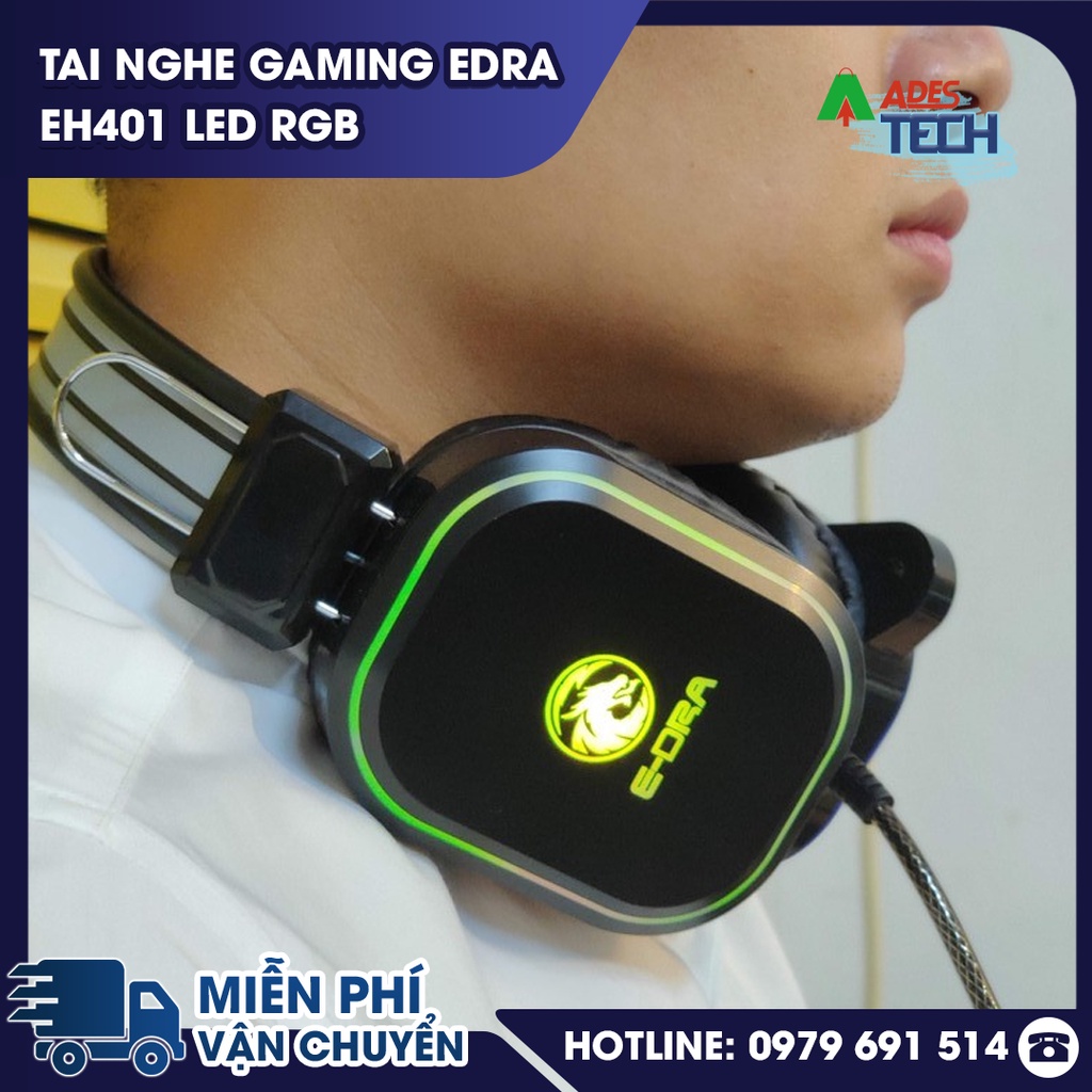 Tai nghe Gaming EDRA EH401 - Led đổi màu cực sáng - Bass cực căng  Có đèn LED RGB.