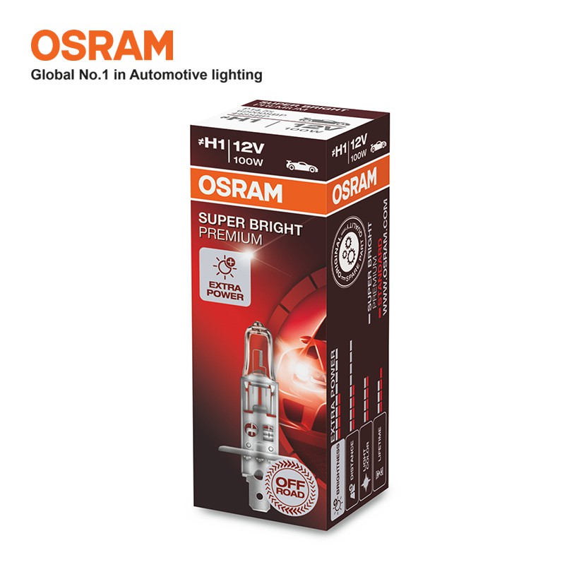 [Mã BMBAU50 giảm 10% đơn 99k] Bóng Đèn Halogen OSRAM Super Bright Premium H1 12V 100W Nhập Khẩu Chính Hãng