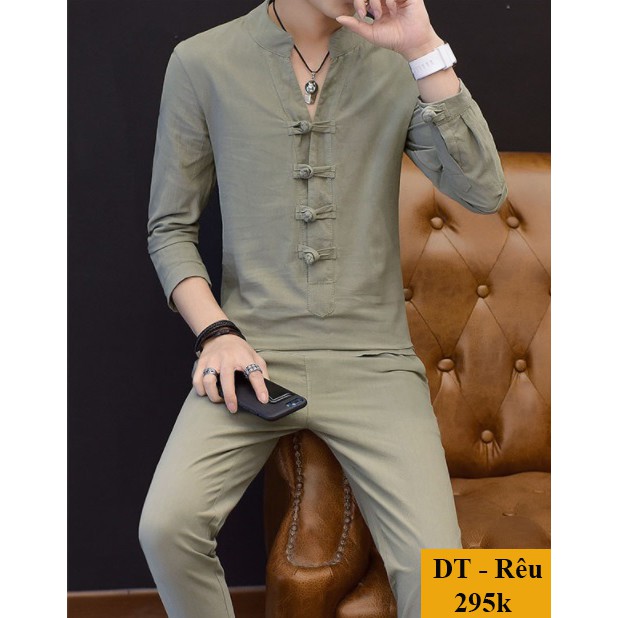 (Hàng Xuất Xịn) DT Bộ Đũi Nam Cúc Tàu ( Mát - Nhẹ Như Không) | BigBuy360 - bigbuy360.vn