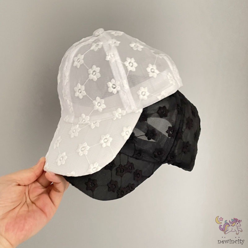 Mũ lưỡi trai lưới thêu họa tiết phong cách Hàn Quốc thời trang mùa hè cho bé gái