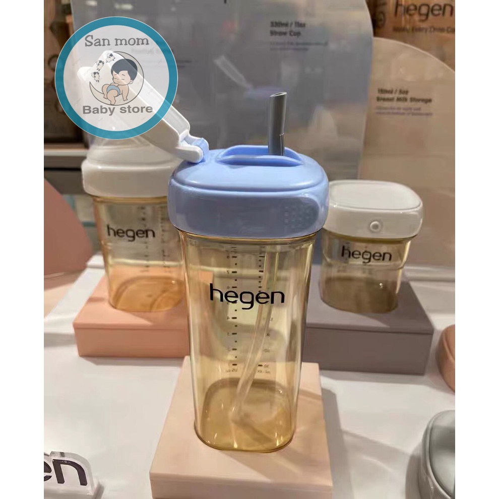 Bình Tập Uống Hegen Chính Hãng Singapore Nhựa PPSU 330ml Có Van Chống Sặc, Bé Có Thể Nằm Uống Mọi Tư Thế