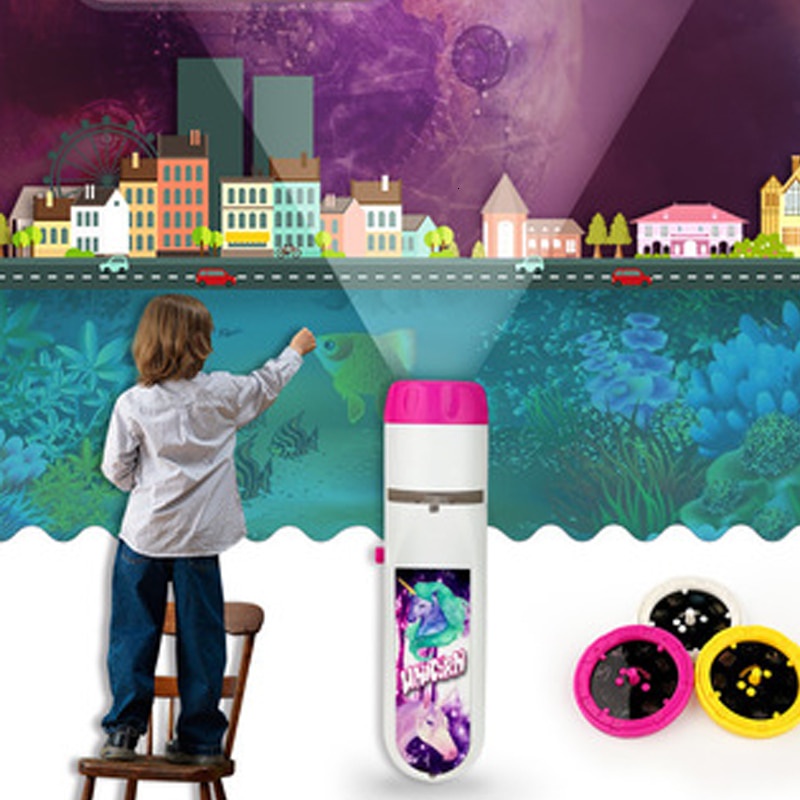 Đèn Pin chiếu hình 24 hình động vật cho bé, máy chiếu phim hoạt hình trước khi ngủ