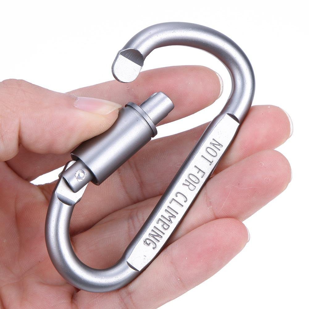 Combo 2 móc đa năng móc khóa nhôm đi phượt carabiner chữ D khoá xoay 8cm Chammart