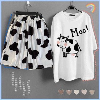 Đồ Bộ Mặc Nhà Dạo Bò Sữa Buồn Moo Chất Thun Cotton Co Giản Thoáng Mát Thời Trang - Shop3nunisex