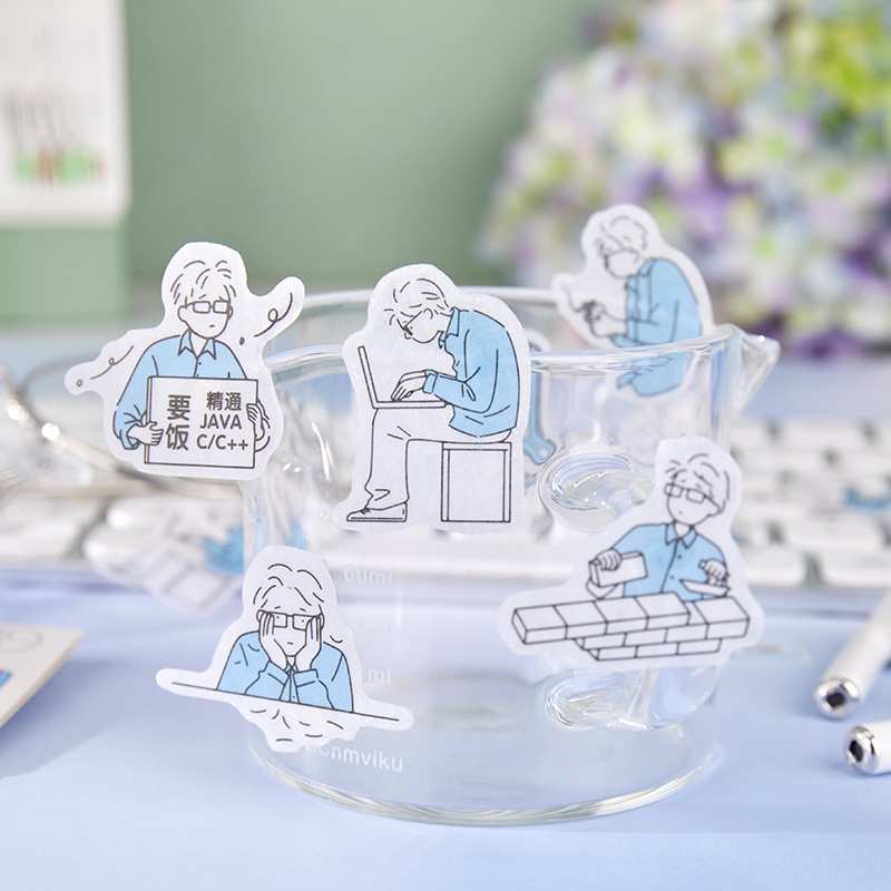 Mr. Paper 8 Styles 40 Sheets / Pack Cartoon Tape Nhân vật dễ thương Văn bản cuộc sống hàng ngày có hình ảnh Tài liệu sổ tay sáng tạo DIY Trang trí Văn phòng phẩm Dán
