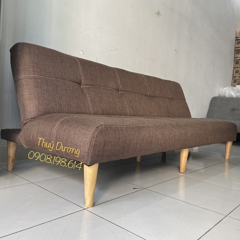 Ghế sofa bật thành giường đa năng bọc vải màu nâu hạt dẻ