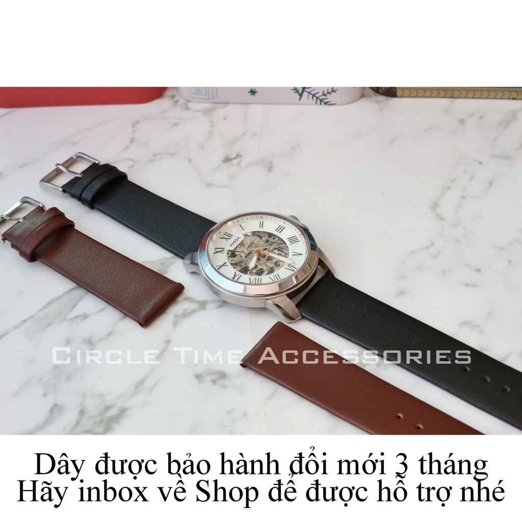 Dây da đồng hồ PU slim mỏng cho nam nữ size 14/16/18/20/22/24