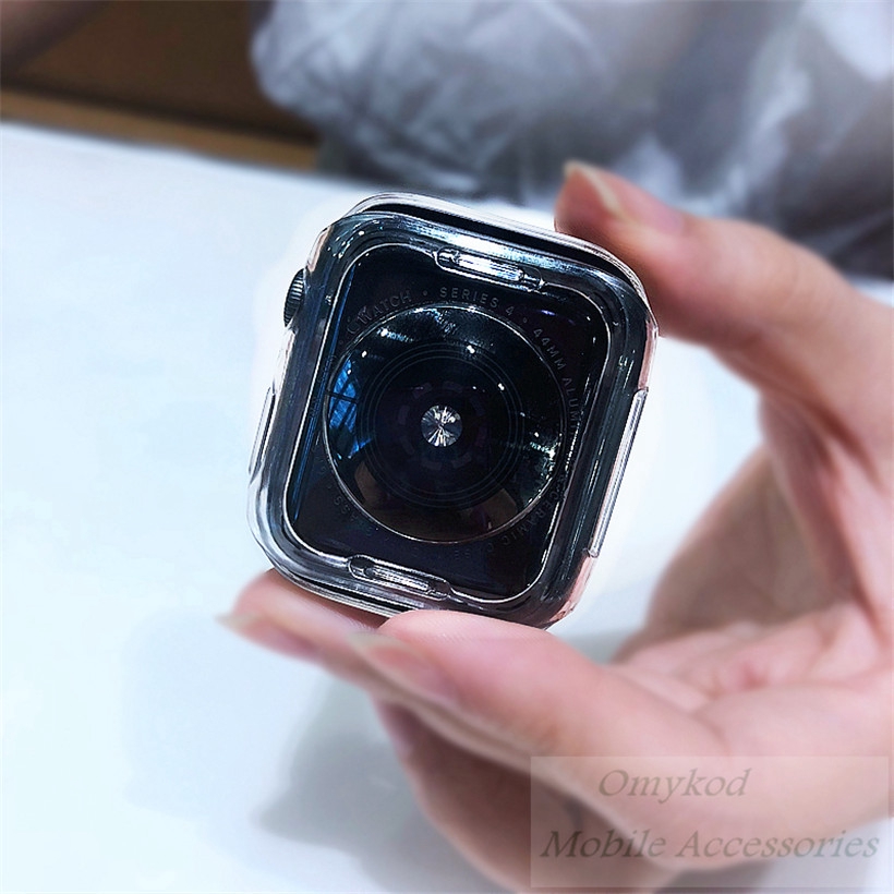 Vỏ silicone trong suốt cho màn hình đồng hồ Apple Watch 5 / 4 / 3 / 2 / 1 40mm 44mm shanchu