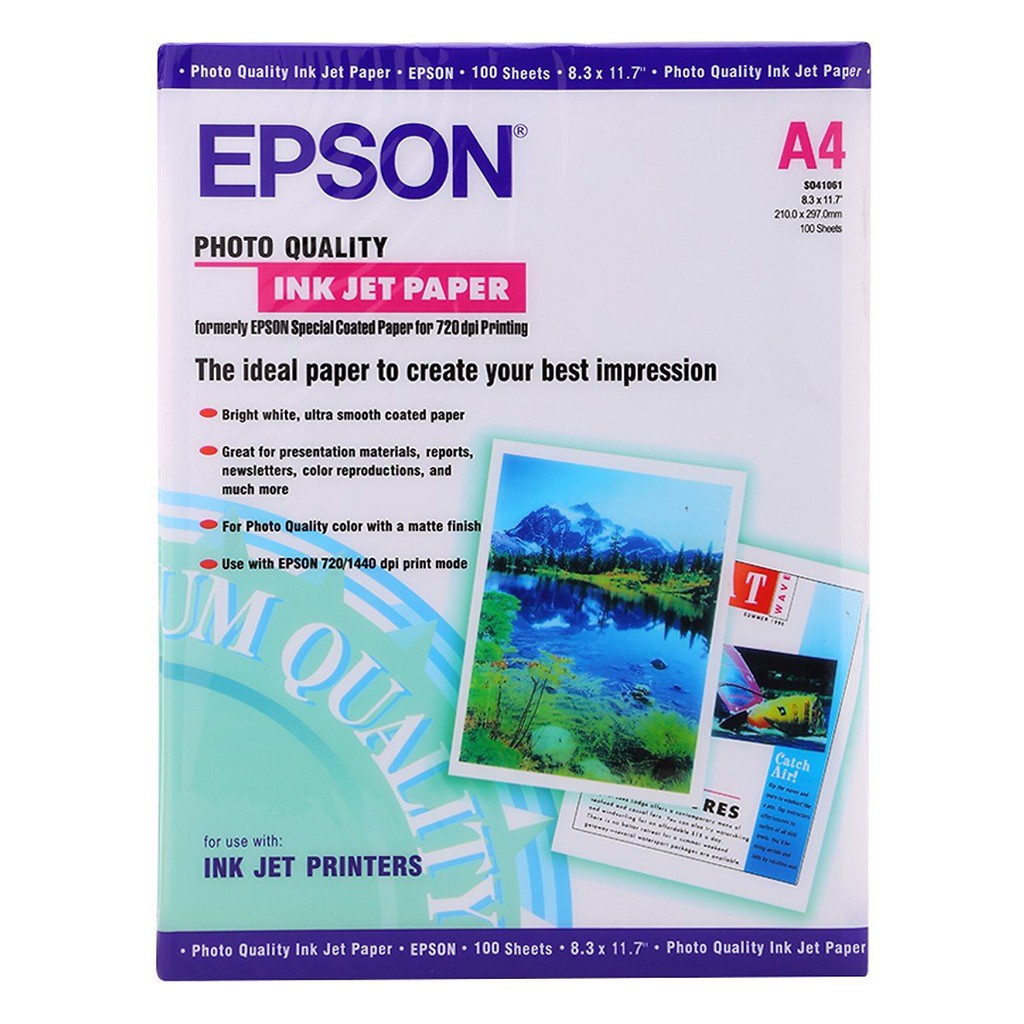 Giấy In Ảnh Epson A4- 720 Dpi (100 Tờ/Tập) Gấy Mịn