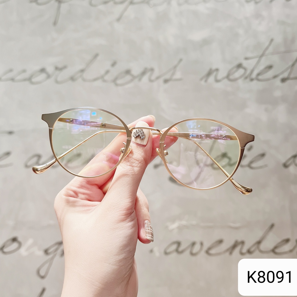 Kính mắt tròn nam nữ LILYEYEYWEAR chất liệu kim loại thanh mảnh thiết kế thời trang K8091