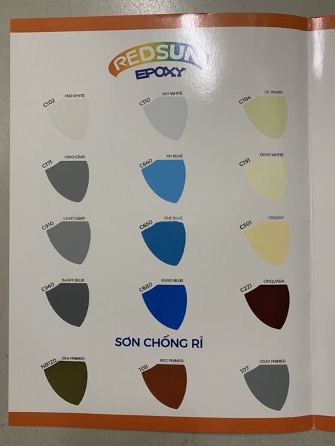 Sơn EPOXY REDSUN 2 thành phần. Màu xám, đen , trắng