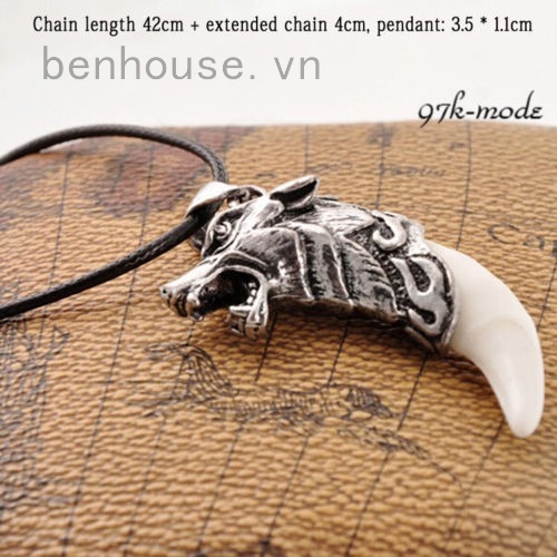 Vòng cổ hợp kim răng sói cá tính độc đáo cho nam